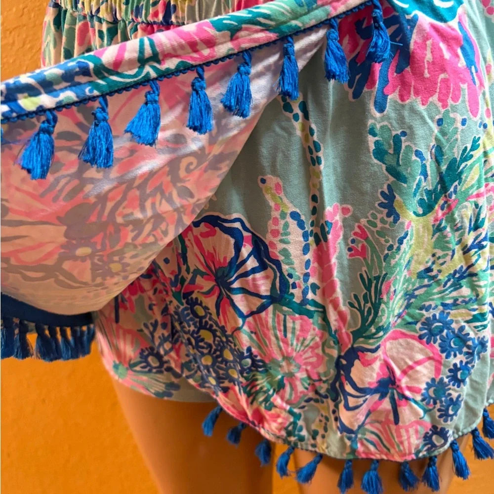 Lilly Pulitzer Jarrett Sleeveless Romper Dress Jumpsuit Tassels - Picture 5 of 5